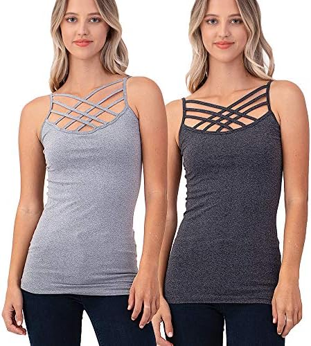 X-tra Strappy Cami Tank Criss Cross Front Top Sleeveless Cotton